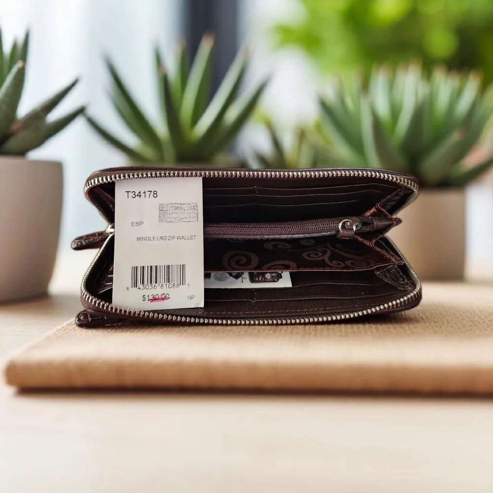 **Brighton Mingle Large Espresso Croc Wallet
